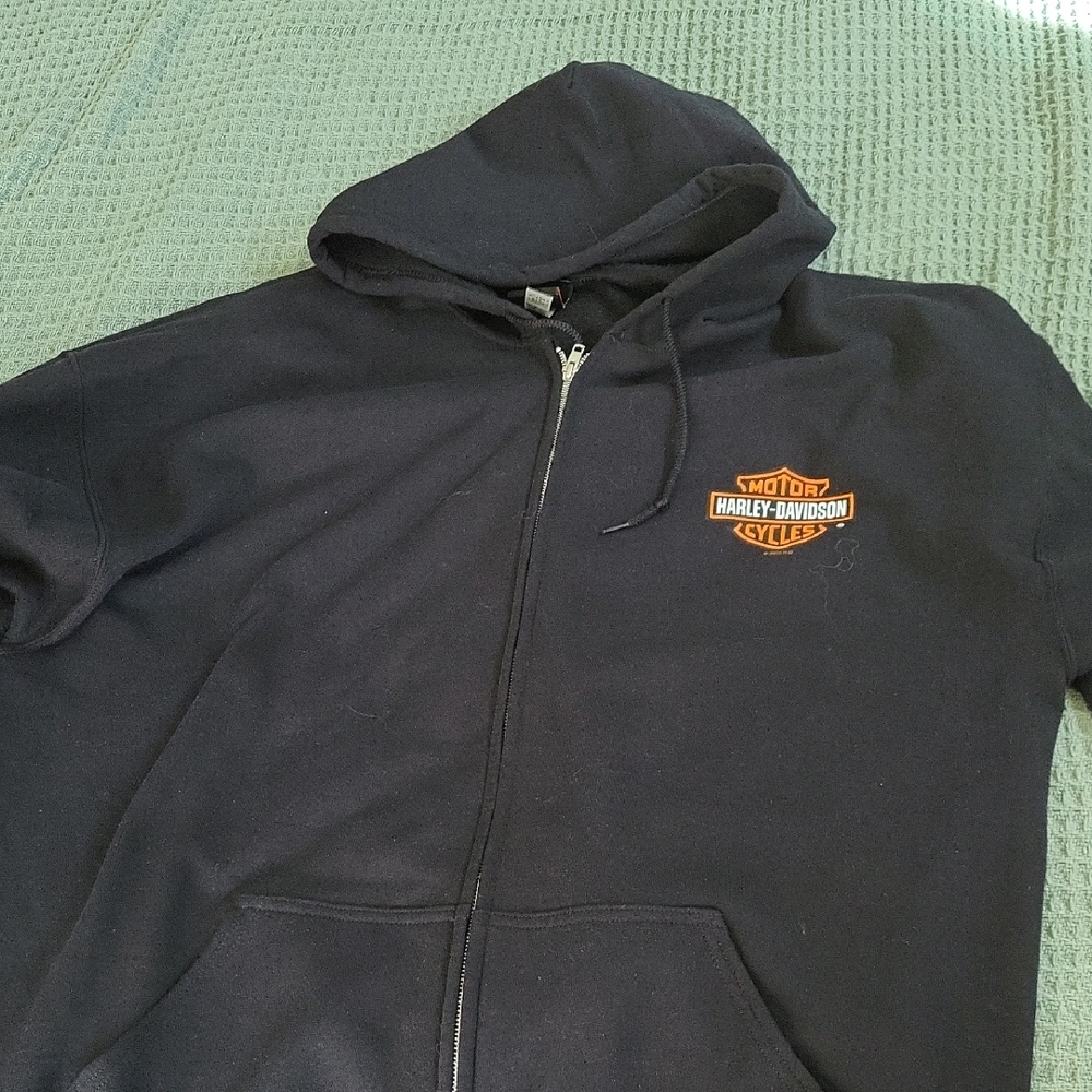 Harley-Davidson Black Zip-Up Hoodie with Orange Logo